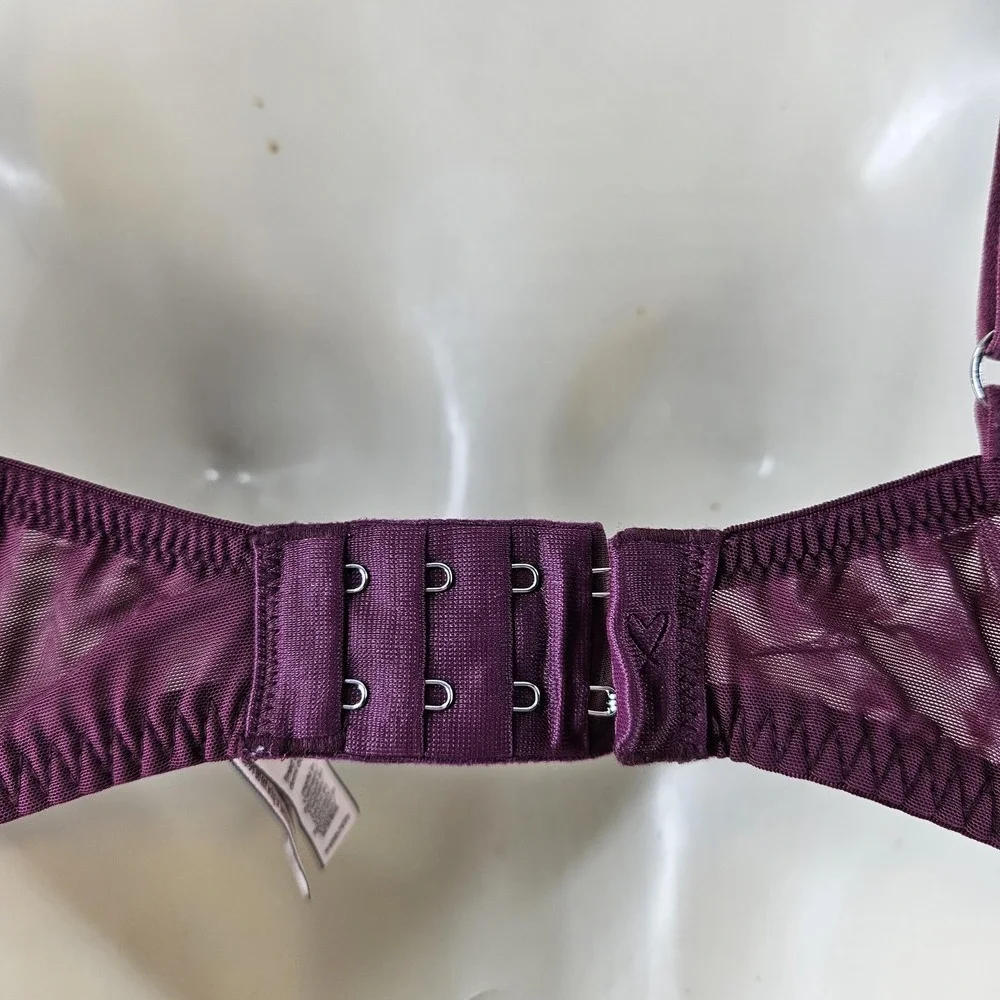 Victoria's‎ Secret Bra 34DD Burgundy Dream Angels Lined Demi Lace Mesh Underwire